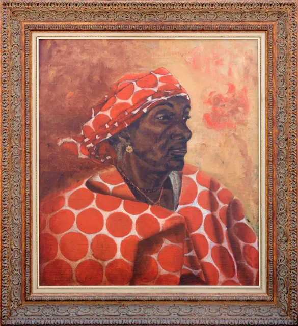 Woman Wearing Orange Scarf by Wheeler Waring 