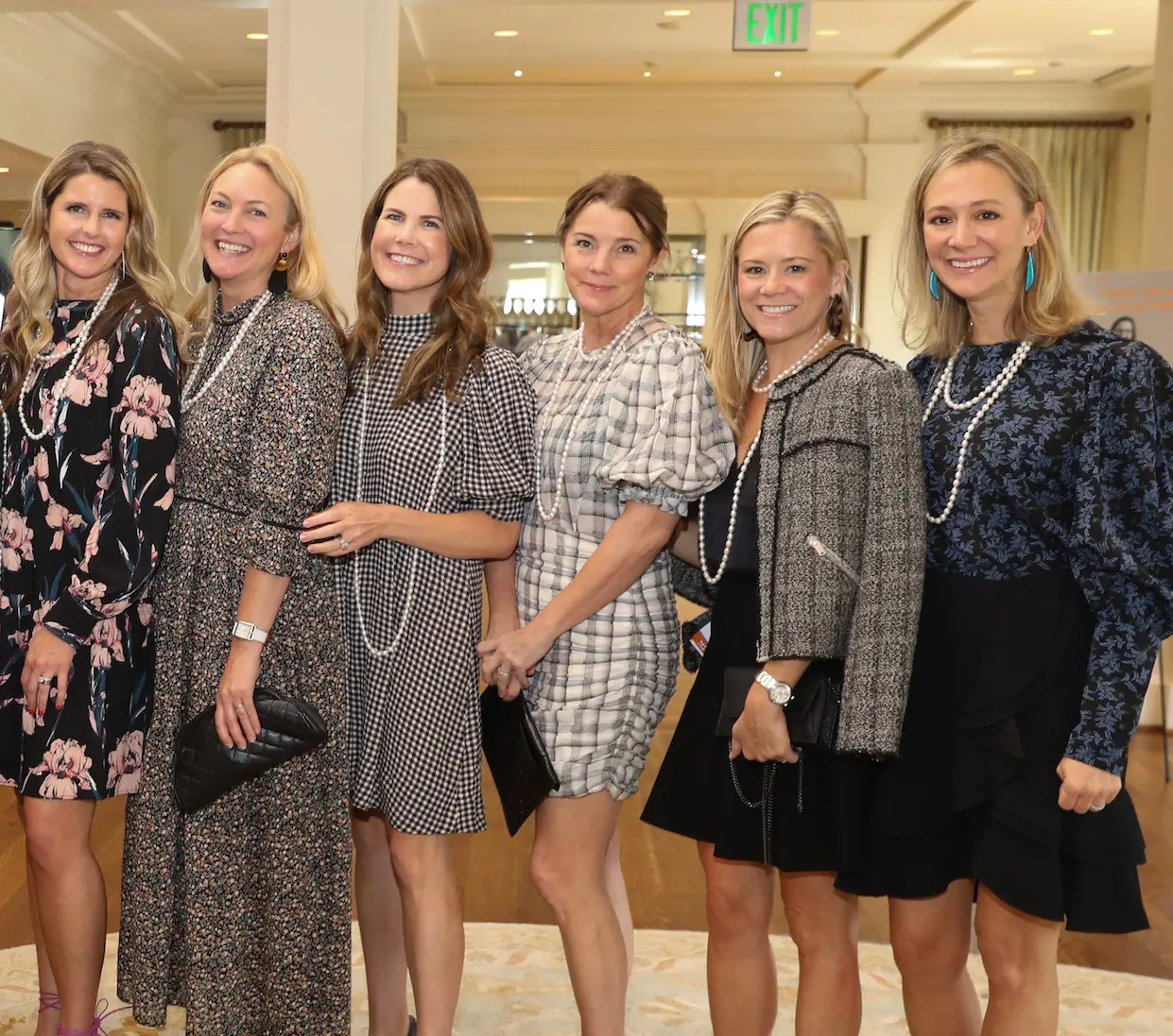 Wearing their Zadok Jewelers pearls: Catie Ross, Marcia Smart, Ashley Cruse, Katherine Phelps, Monica Bickers, Maggie Vermillion (Photo by Priscilla Dickson)