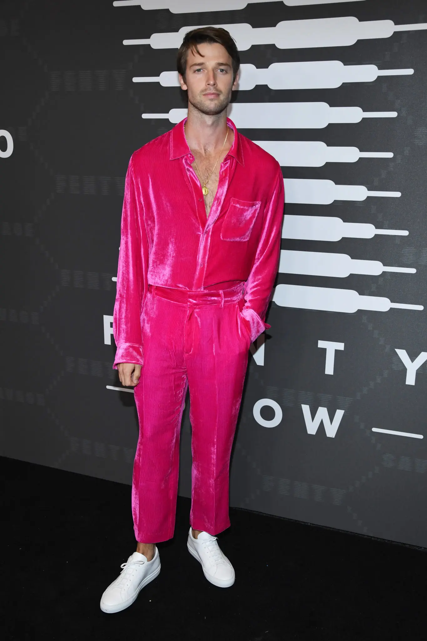 Patrick Schwarzenegger attended the Savage X Fenty Show Presented By Amazon Prime Video - Arrivals at Barclays Center on September 10, 2019 in Brooklyn, New York. (Photo by Kevin Mazur/Getty Images for Savage X Fenty Show Presented by Amazon Prime Video )