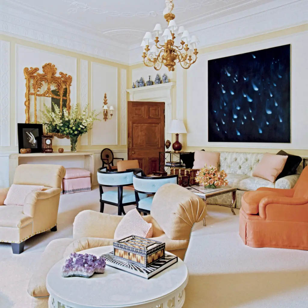 "English rooms tend to be filled with furniture," says Jeffrey Bilhuber, "but an American family living in an English  house brings edited clarity and comfort." 