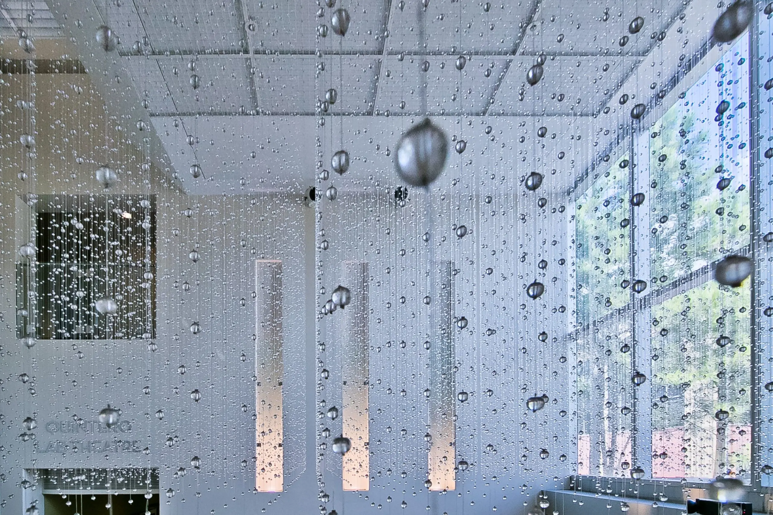 Alyson Shotz’s "A Moment in Time," 2005, in the Wortham Theatre lobby at the University of Houston.