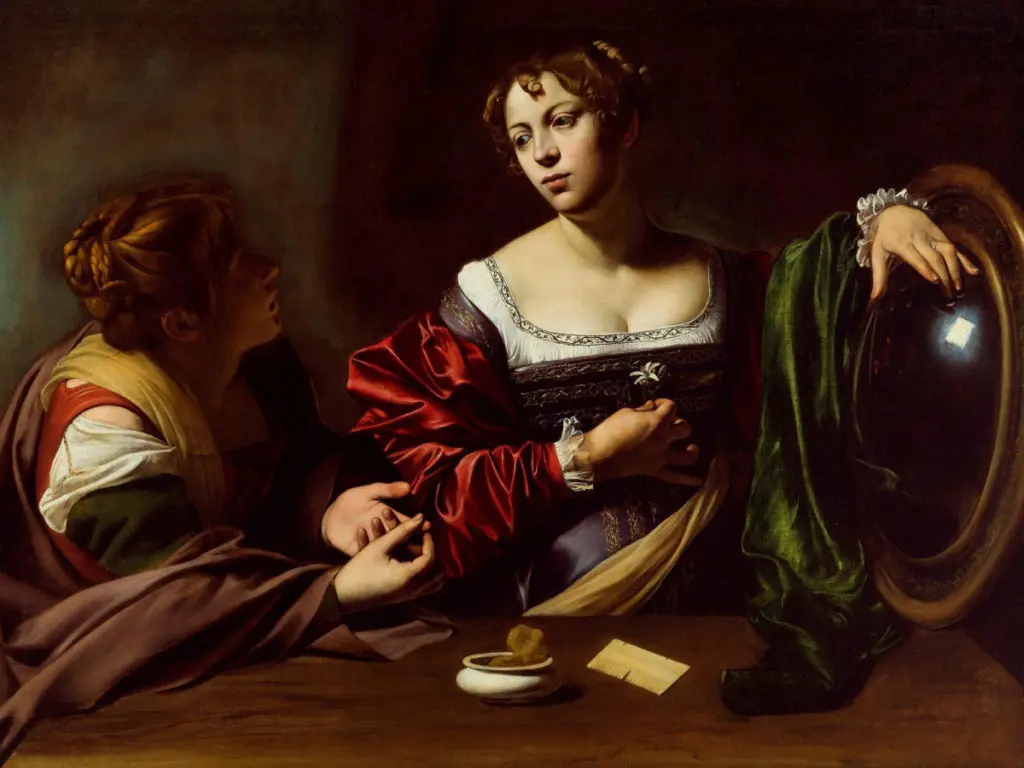 Michelangelo Merisi da Caravaggio, "Martha and Mary Magdalene," c. 1598, oil and tempera on canvas, Detroit Institute of Arts, Gift of the Kresge Foundation and Mrs. Edsel B. Ford.
