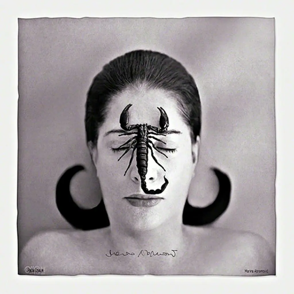 Marina Abramovic’s "Homage to Frida Kahlo (Portrait with Scorpion)," 2014, at Alpha 137 Gallery