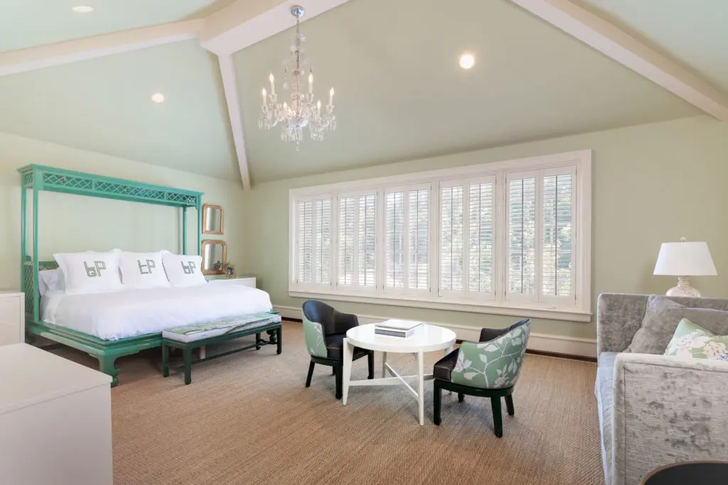 The master suite has an elegant sitting area. 