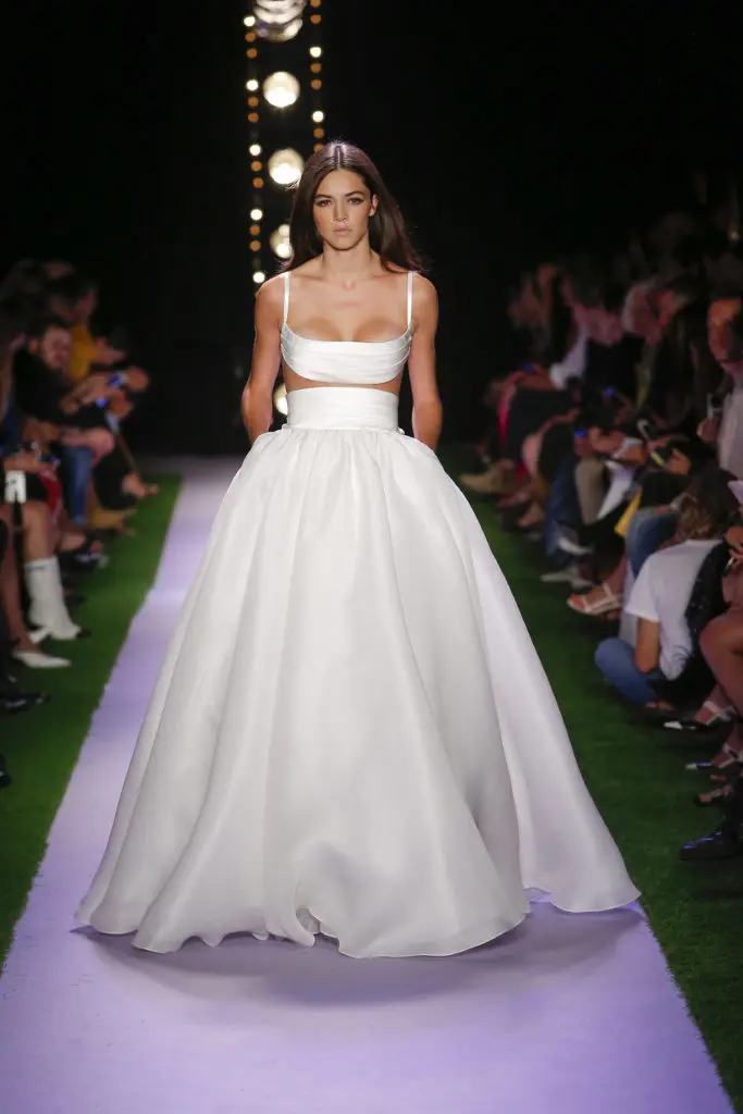 Brandon Maxwell white evening gown with cutouts. (Photo courtesy of Brandon Maxwell)