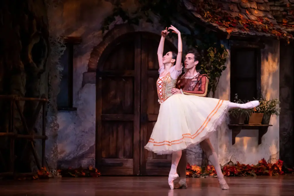Principals Yuriko Kajiya as Giselle and Connor Walsh as Albrecht in Stanton Welch's 'Giselle' Photo by Amitava Sarkar (2019), Courtesy of Houston Ballet
