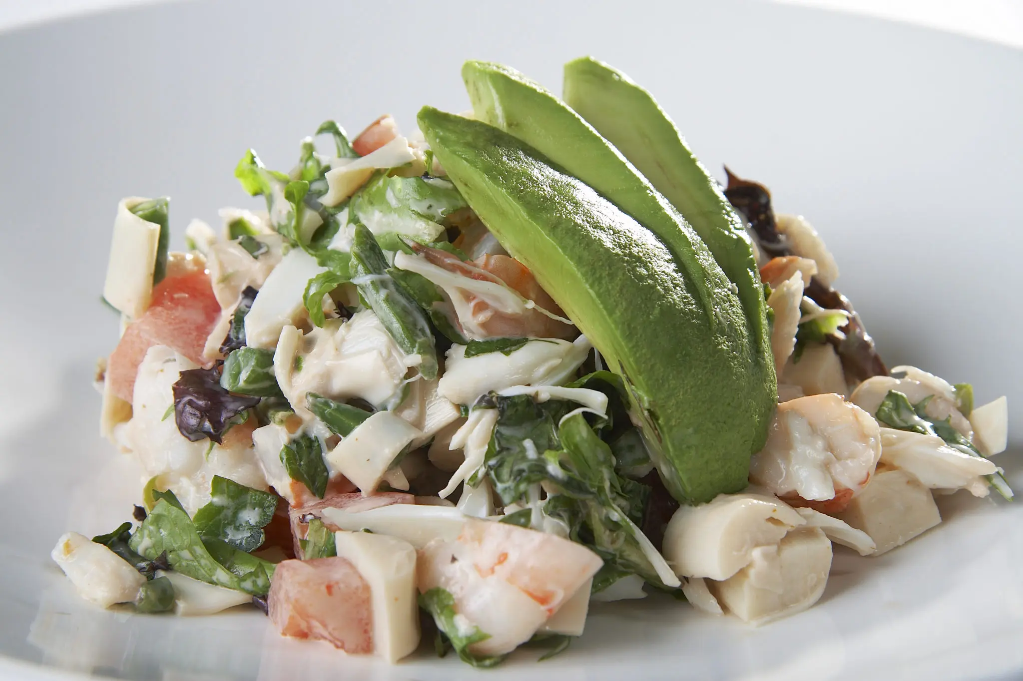 Al's salad with shrimp, crab, and avocado