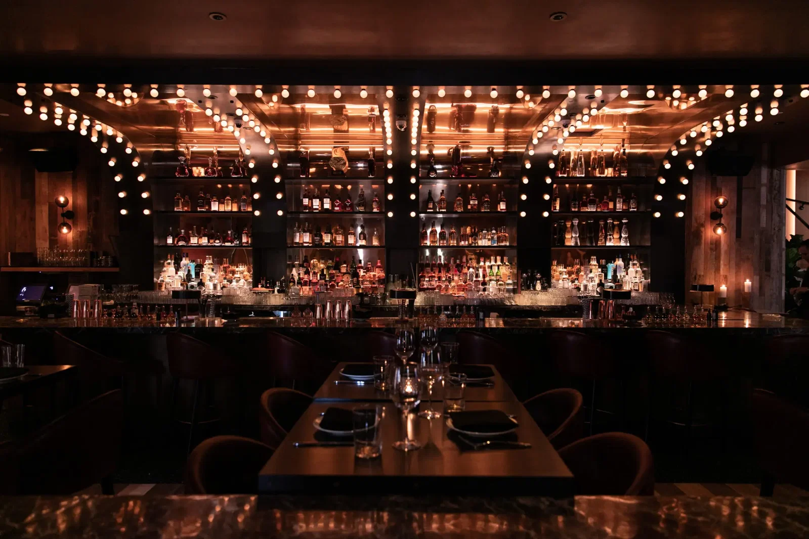 The bar area of Tilmaan Fertitta's Catch Steak in Manhattan. (Photo by Carl Timpone)