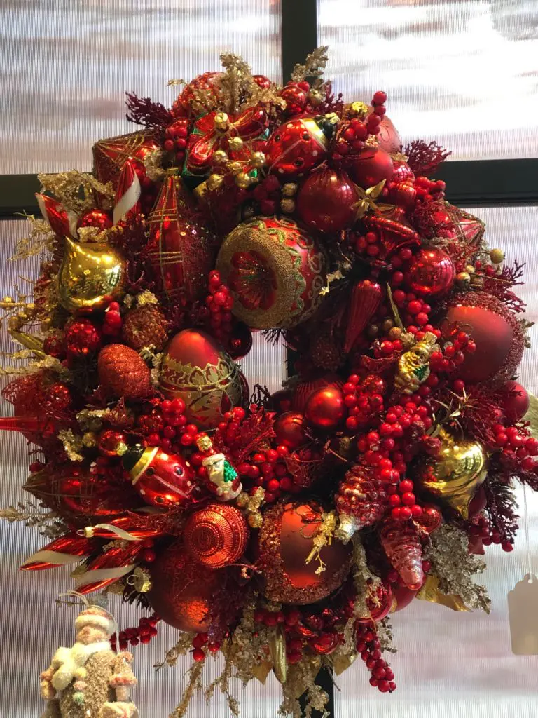 Christmas wreaths are one-of-a-kind, made by Avant Garden artists. (Photo by Shelby Hodge)