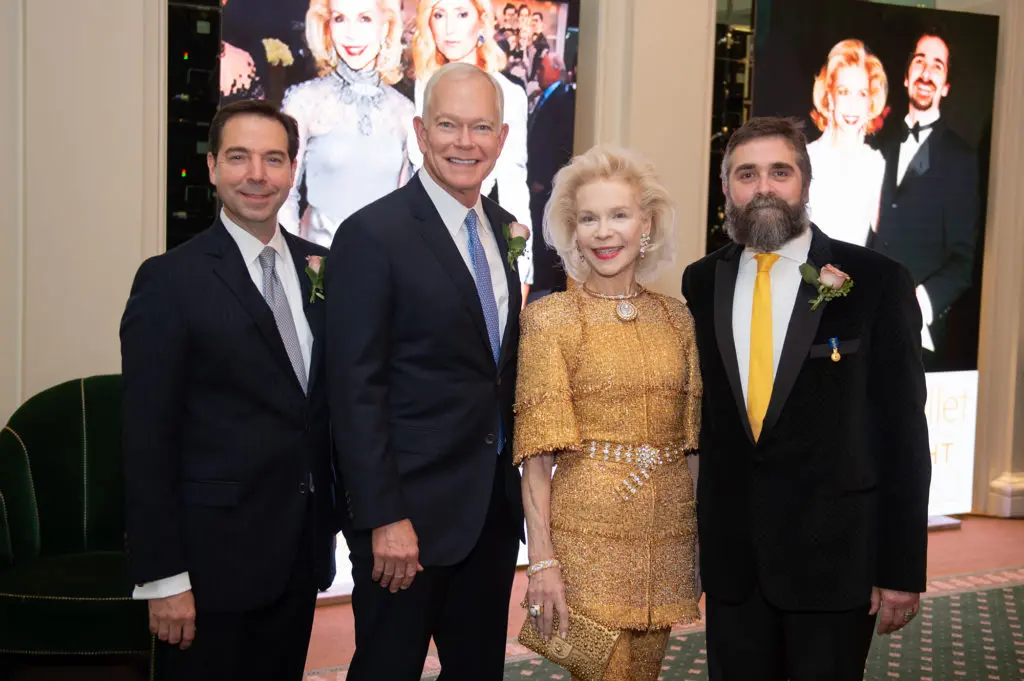 Jim Nelson, Jesse (Jay) H. Jones II, Lynn Wyatt, Stanton Welch celebrating Houston Ballet's 50th anniversary in September 2019. (Photo by Wilson Parish)