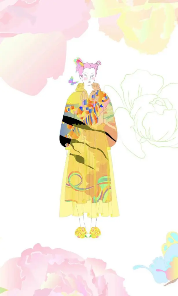 Leaf Xia's Spring/Summer 2020 collection is focused on the traditional Tang Dynasty aesthetic with a modern feminine edge. Drawing inspiration from the motifs of the period including the peony, koi fish, and traditional paintings of maids, the color palette includes gladiola red, which serves as a strong accent throughout the collection.