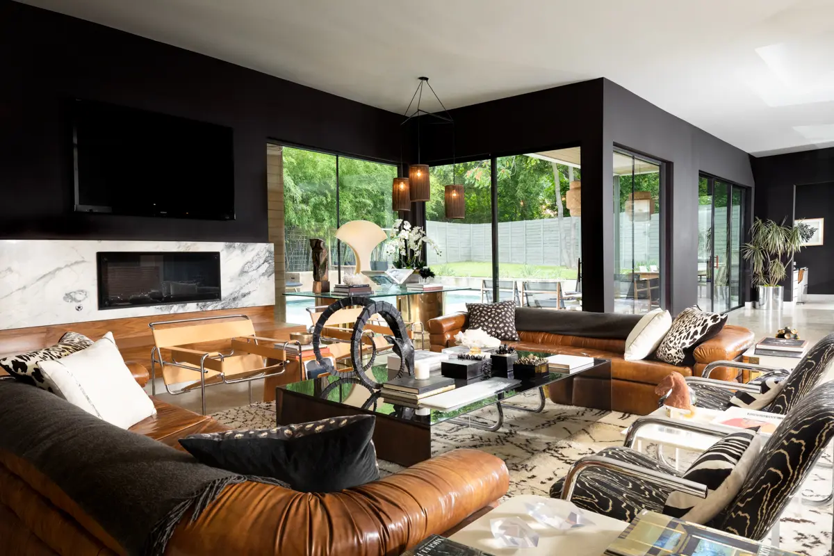 Bold furniture and statement art make up the space. (Photo by Jenifer McNeil Baker)