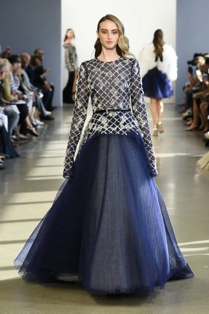 Bibhu Mohapatra point d'esprit gown with crystal latticework embroidery. (Photo courtesy of Bibhu Mohapatra)