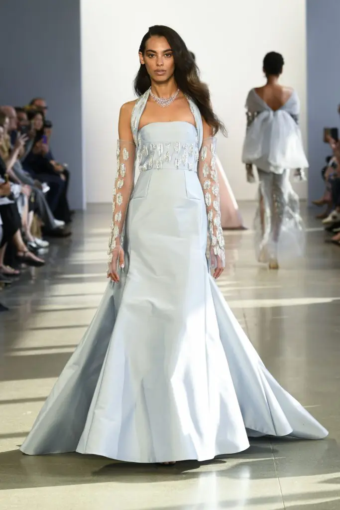 Bibhu Mohapatra powder blue silk barathea gown with cheetah embroidery has a "princess at the ball" quality. (Photo courtesy of Bibhu Mohapatra)
