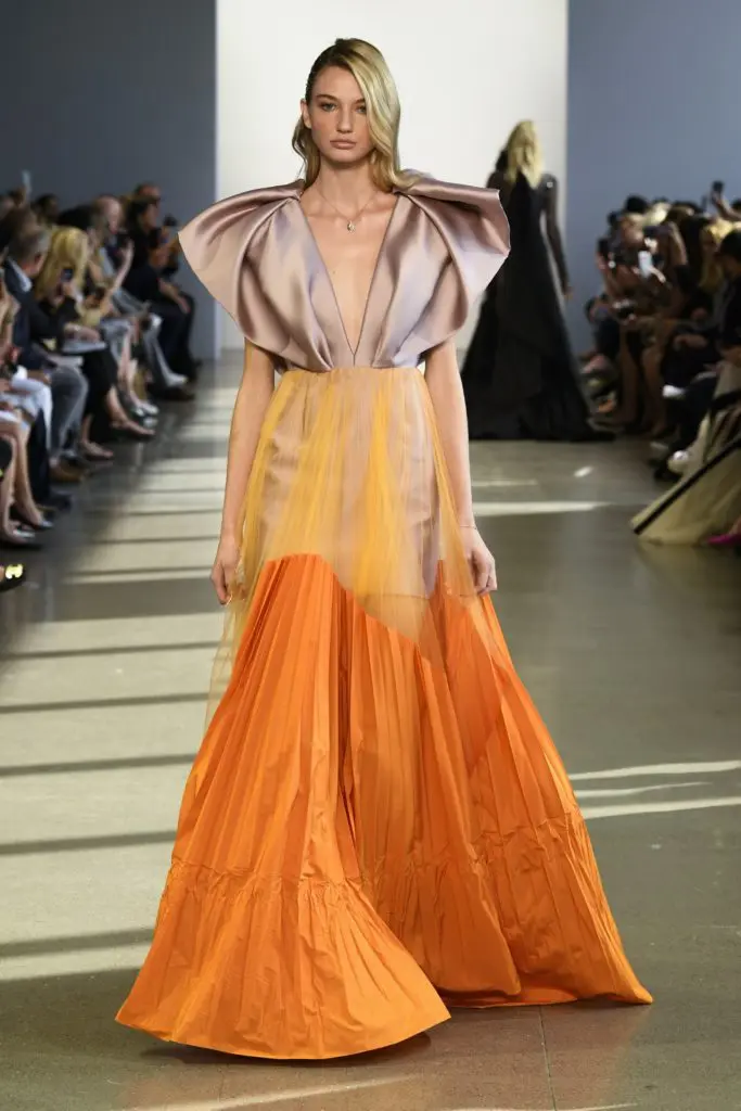 Bibhu Mohapatra blush silk barathea winged top mini dress with mango pleated tulle and cotton skirt. (Photo courtesy of Bibhu Mohapatra)