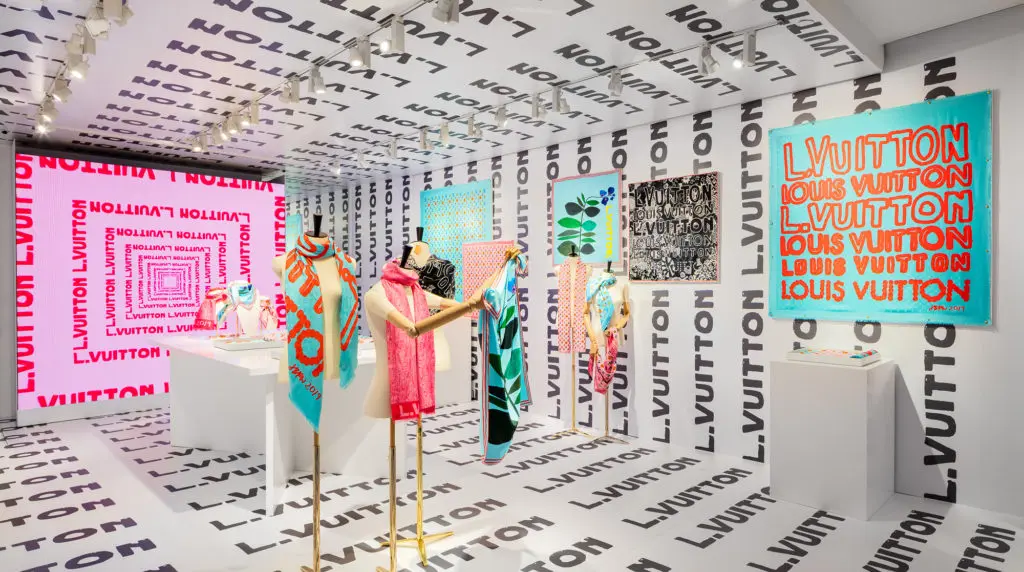 The opulent designs of Jonas Wood for Louis Vuitton are celebrated in an eye-popping grandeur