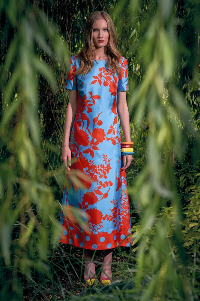 Maison Common short sleeve floral print tea-length dress. (Photo courtesy of Maison Common)

