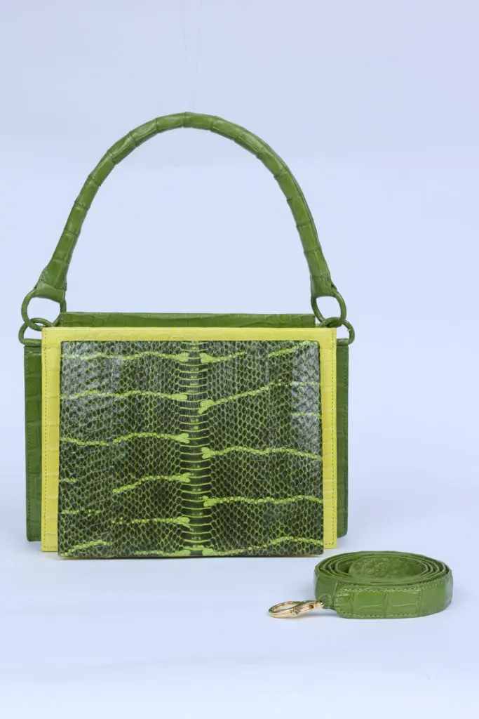 Nancy Gonzalez Radzwell elaphe and crocodile top handle handbag. (Photo courtesy of Nancy Gonzalez)