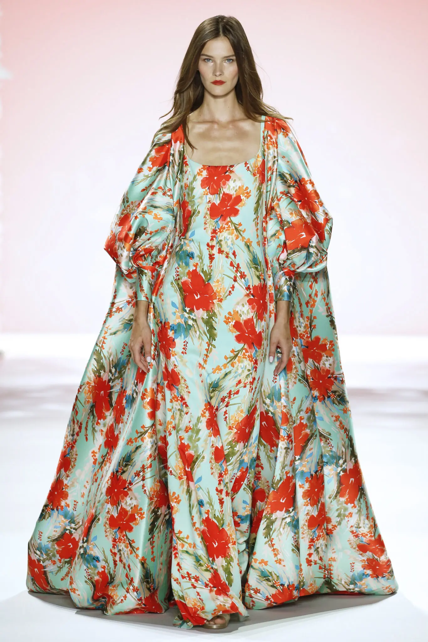 Badgley Mischka floral gown and matching full-length jacket. (Photo courtesy of Badgley Mischka)