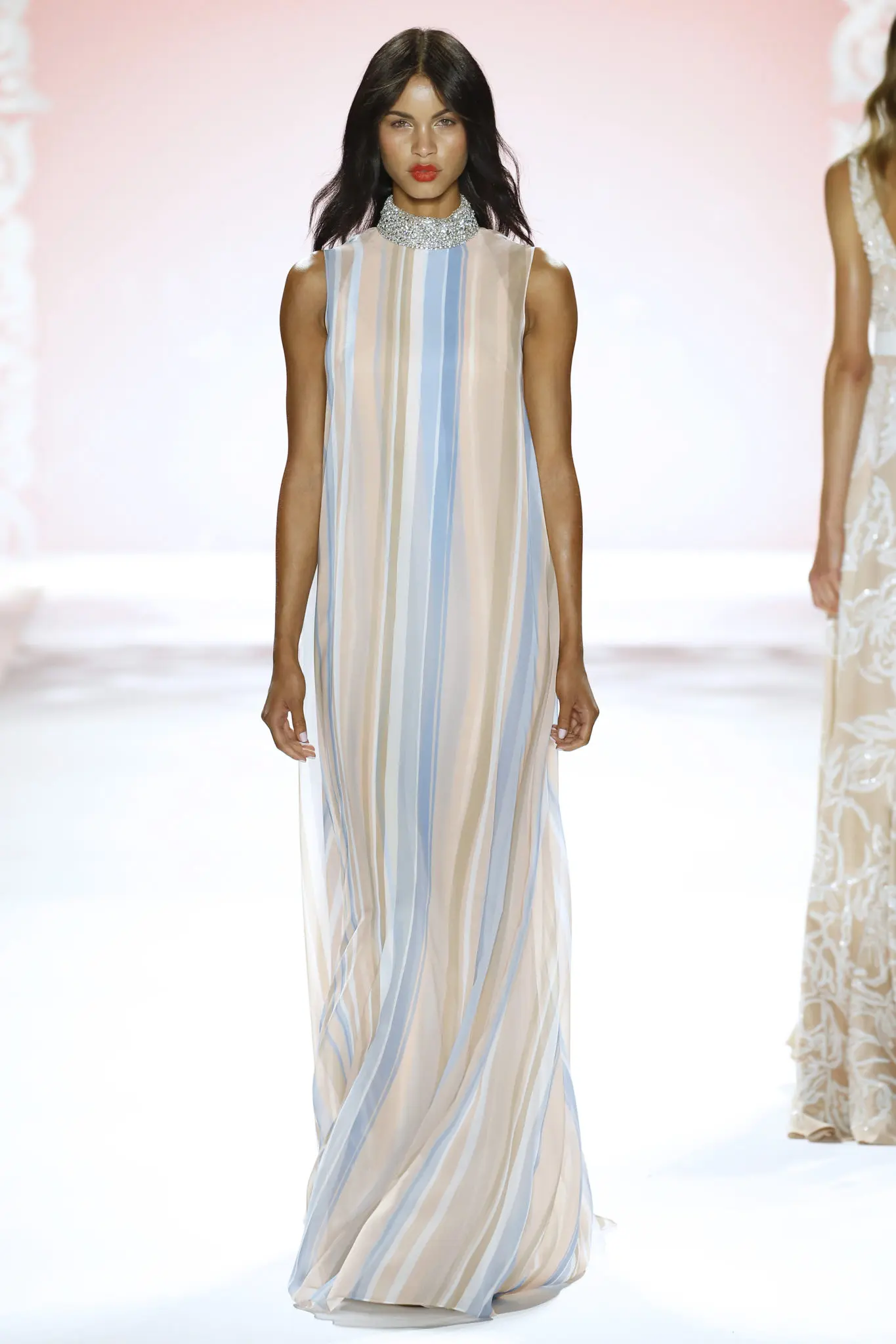 Badgley Mischka high-neck evening gown with jeweled collar. (Photo courtesy of Badgley Mischka)
