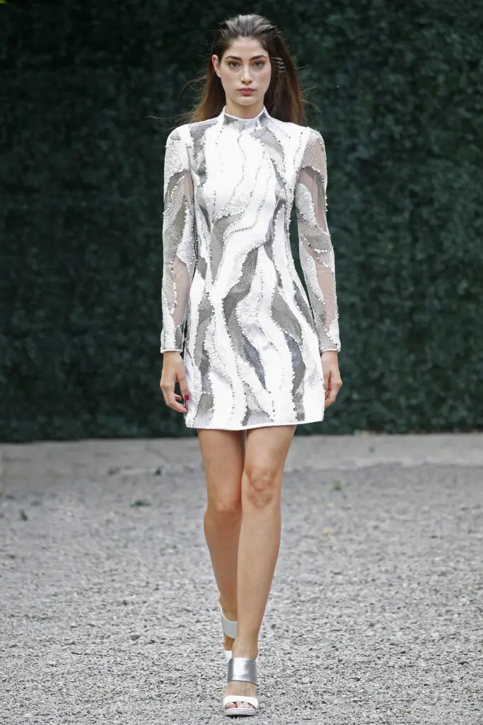 Burnett New York white, black, silver embroidered dress. (Photo courtesy of Burnett New York)