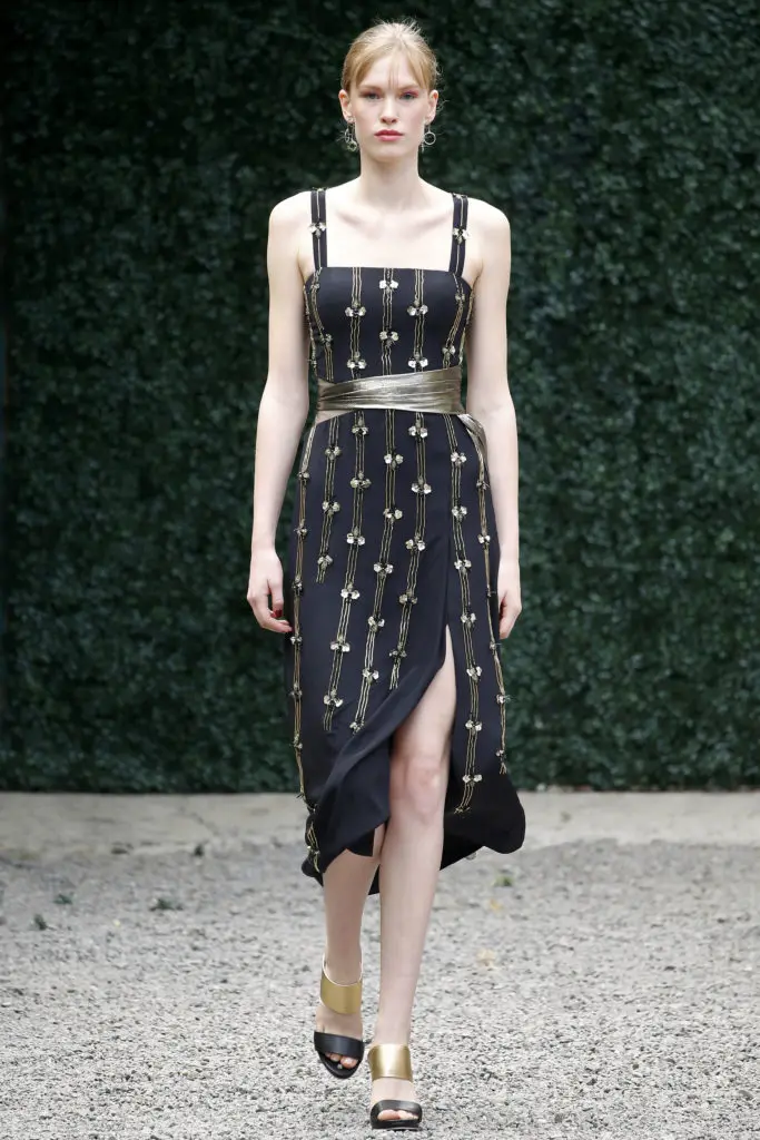Burnett New York black and metallic embroidered dress with lame detail. (Photo courtesy of Burnett New York)