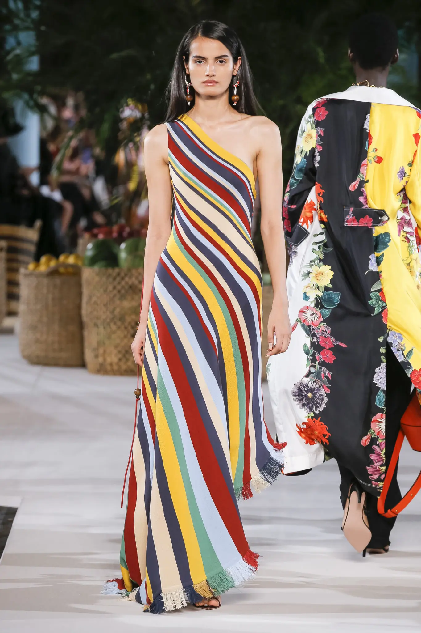 Oscar de la Renta striped one-shoulder gown. (Photo courtesy of Oscar de la Renta)