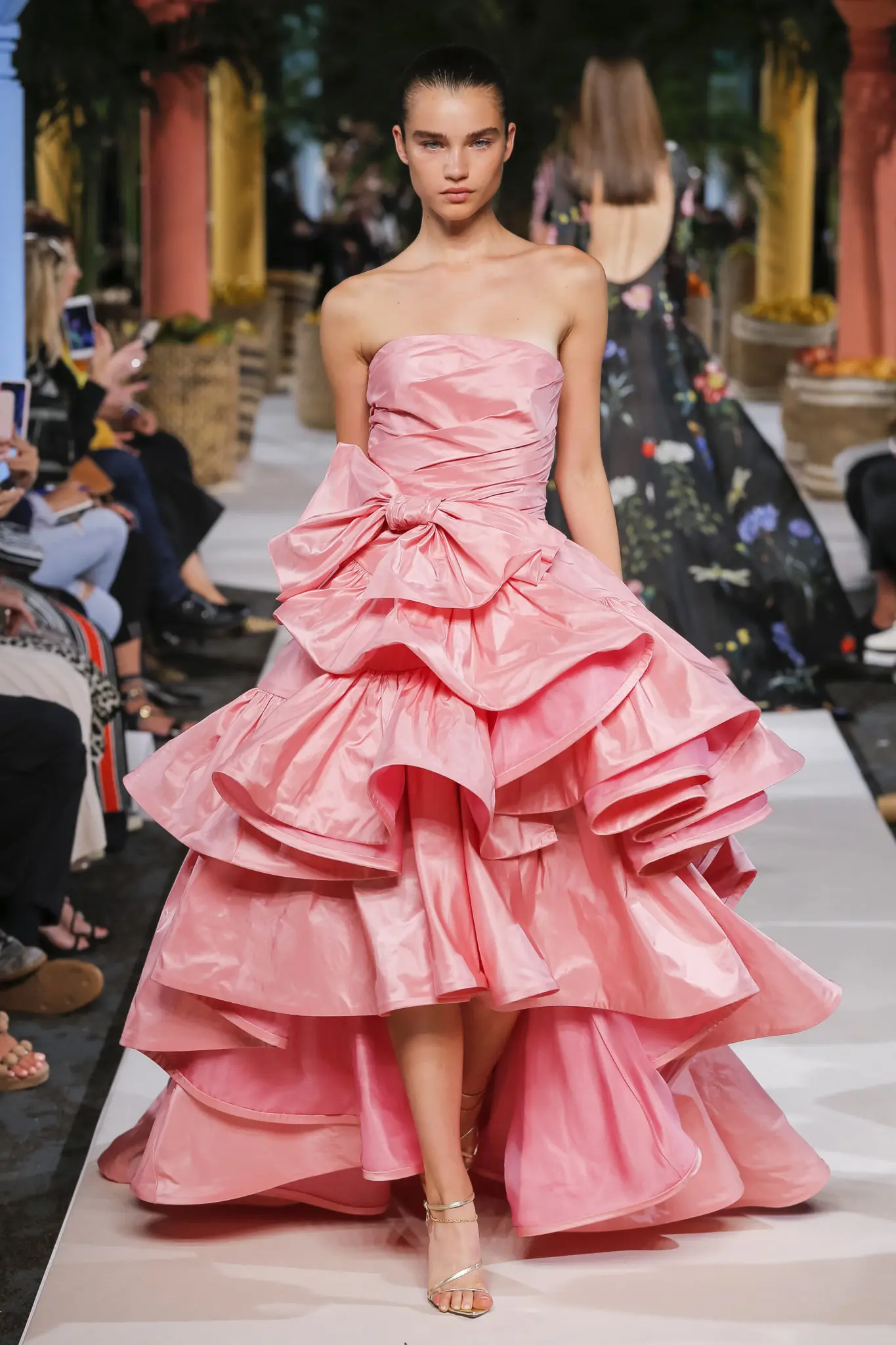 Oscar de la Renta pink tiered taffeta gown. (Photo courtesy of Oscar de la Renta)