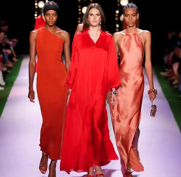 Brandon Maxwell's spring 2020 collection includes evening wear in bold saturated colors. (Instagram: brandonmaxwell)