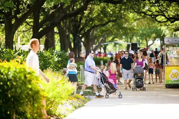 The avenue is lined with oaks. 