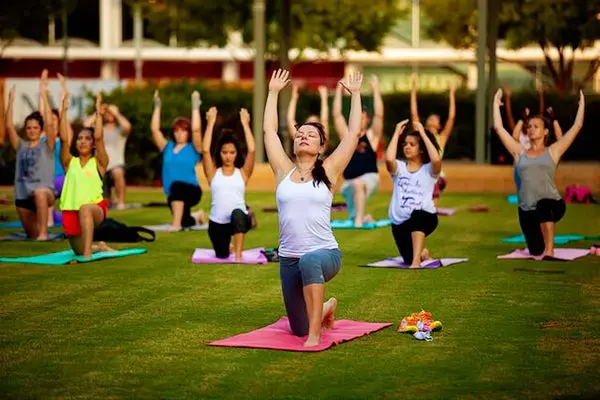 Yoga is a Discovery Green staple. 