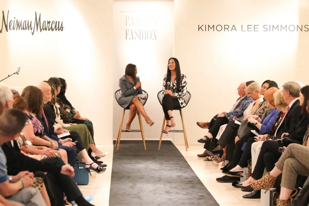 Deborah Duncan interviews Kimora Lee Simmons at Houston Community College's Passion for Fashion event.  (Photo by Priscilla Dickson)