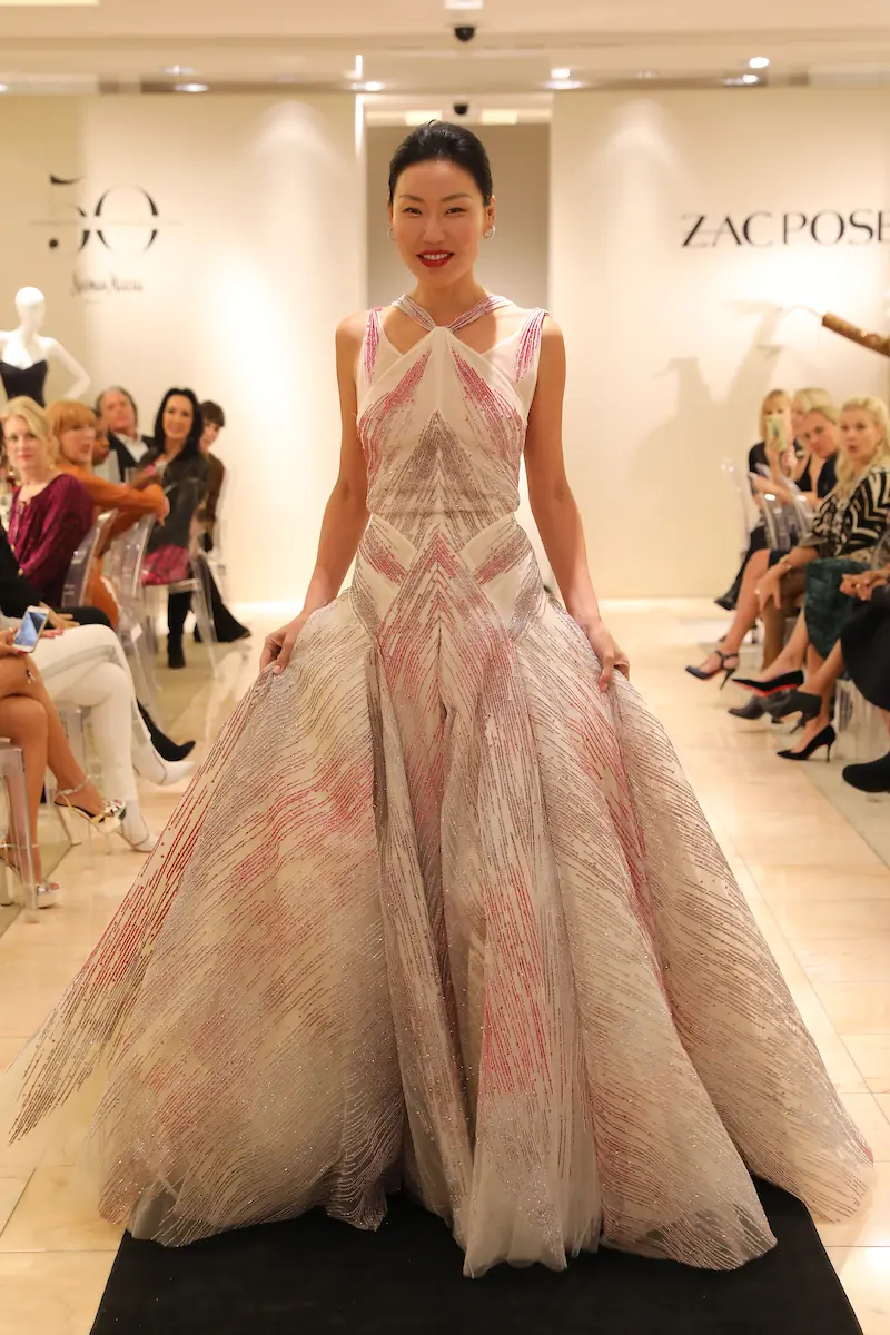 Red carpet looks prevail in Zac Posen's ball gown collection. (Photo by Priscilla Dickson)