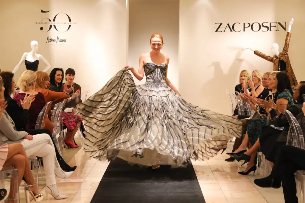 Zac Posen's gowns wow the ladies at this luncheon, hosted by Kristina Somerville, at Neiman Marcus.  (Photo by Priscilla Dickson)