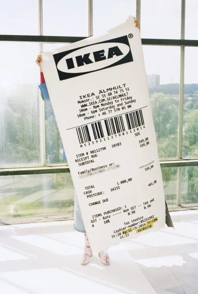Ikea receipt as a rug for floor or wall.