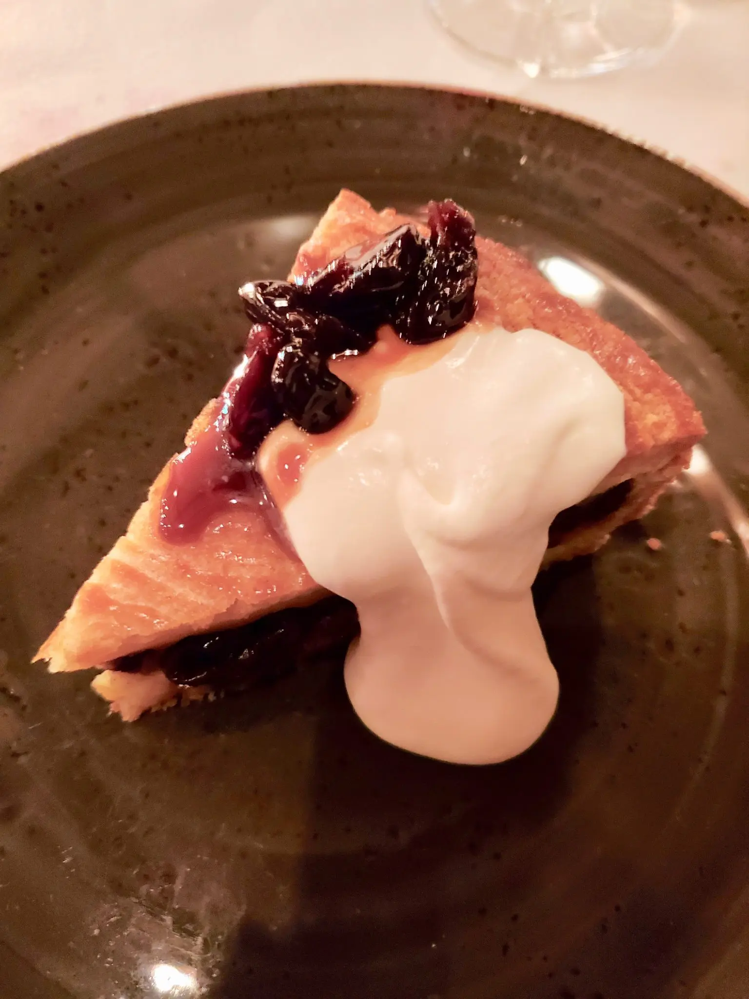 Dessert: Gateau Basque with Brandy Braised Cherries and Vanilla Creme Custard (Photo by Shannon Smith)