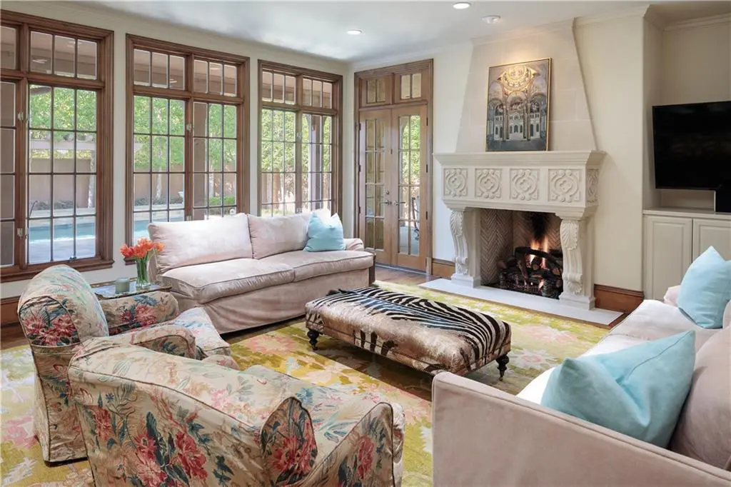 The living areas look over the backyard. 