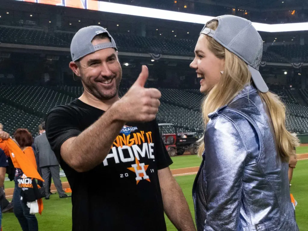 Justin Verlander and Kate Upton are loving going on this Houston Astros ride together. (Photo by F. Carter Smith)