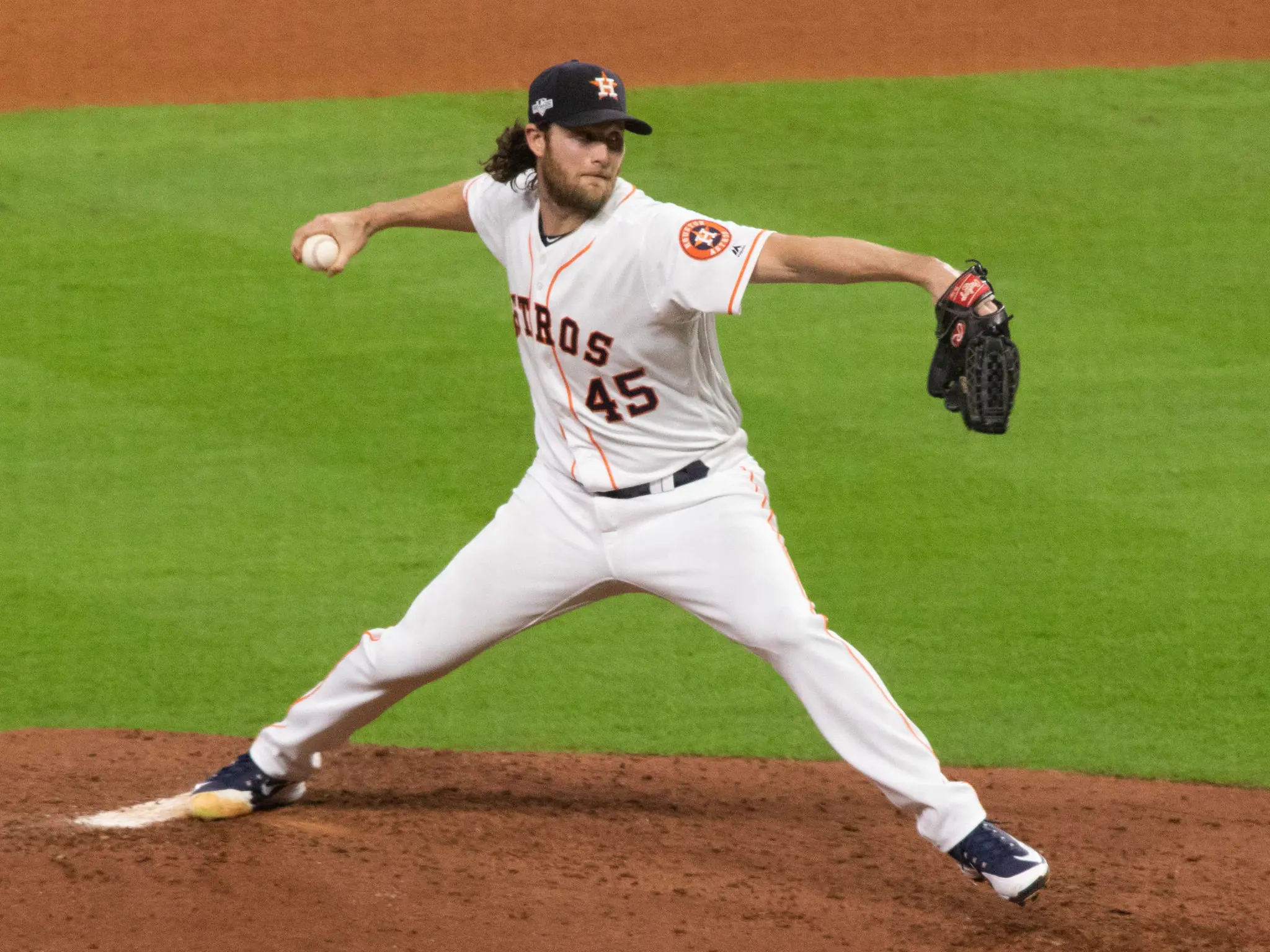 Astros ace Gerrit Cole is on one of the greatest postseason runs of all time. (Photo by F. Carter Smith)