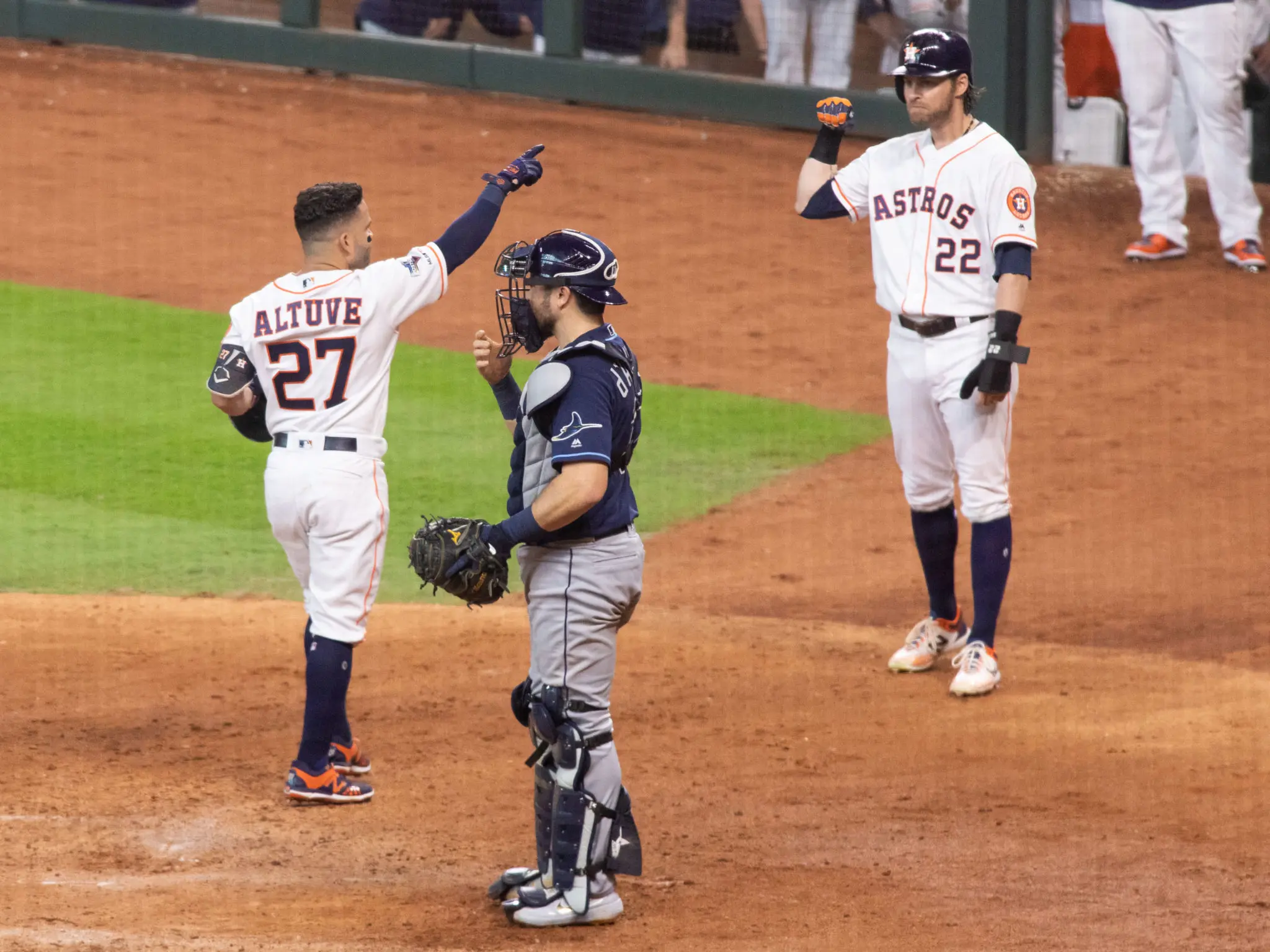 Jose Altuve is at the heart of everything the Astros do. And Josh Reddick knows it. (Photo by F. Carter Smith)