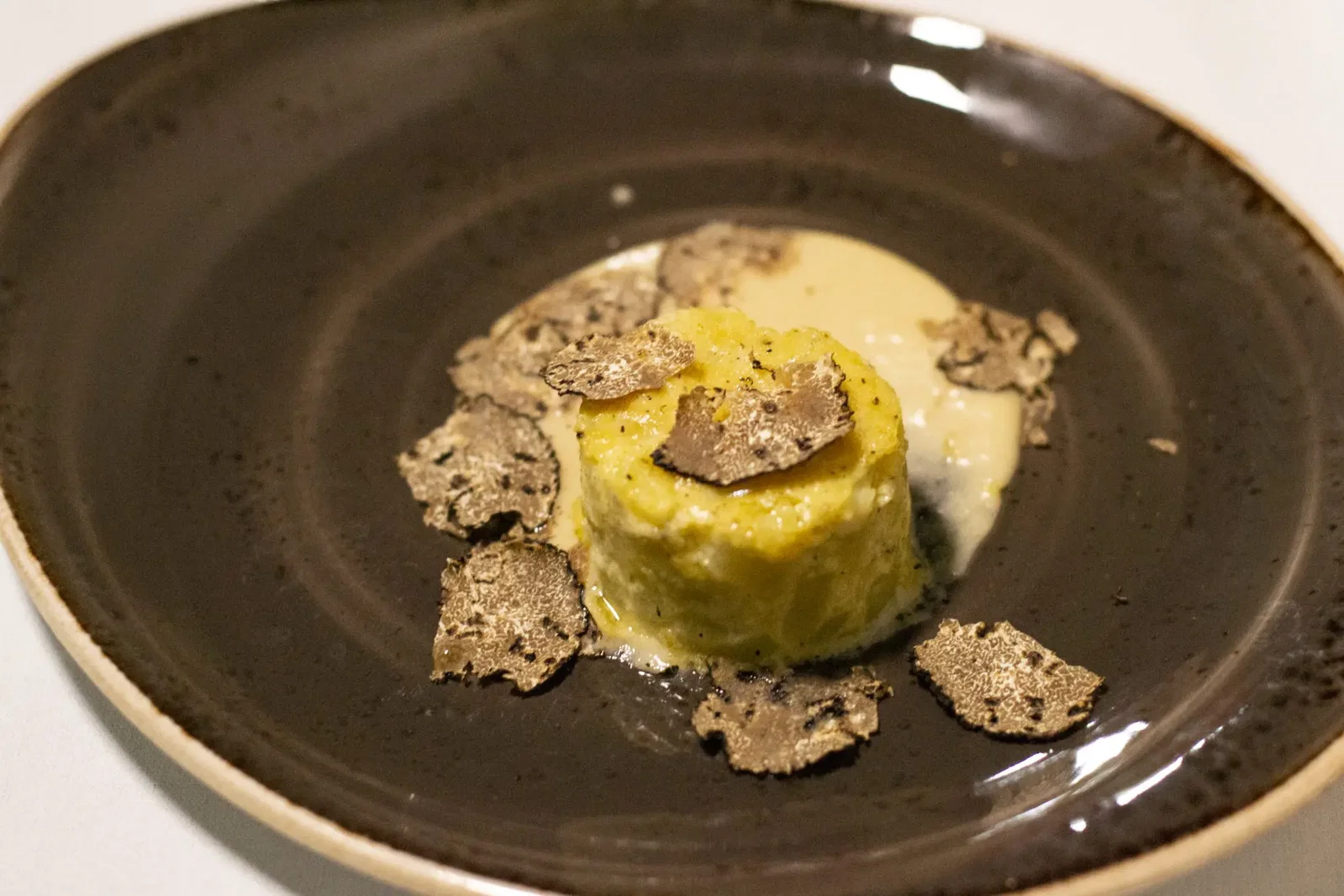 First Course: Tortilla Espanola with Black French Truffle Soubise (Photo by Shannon Smith)