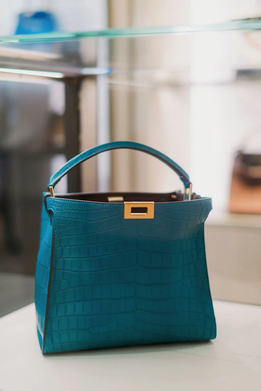 Fendi Peekaboo Iconic Essentially blue crocodile bag (Photo by Joseph West)