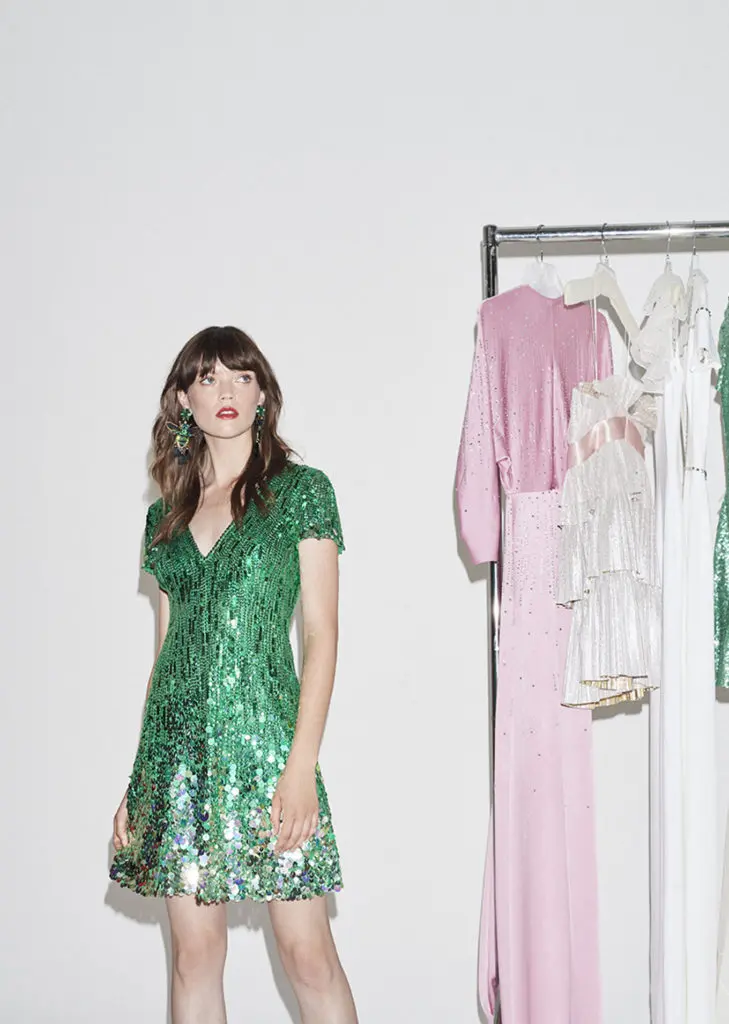 Jenny Packham meadow green sequin embellished mini dress. (Photo courtesy of Jenny Packham)