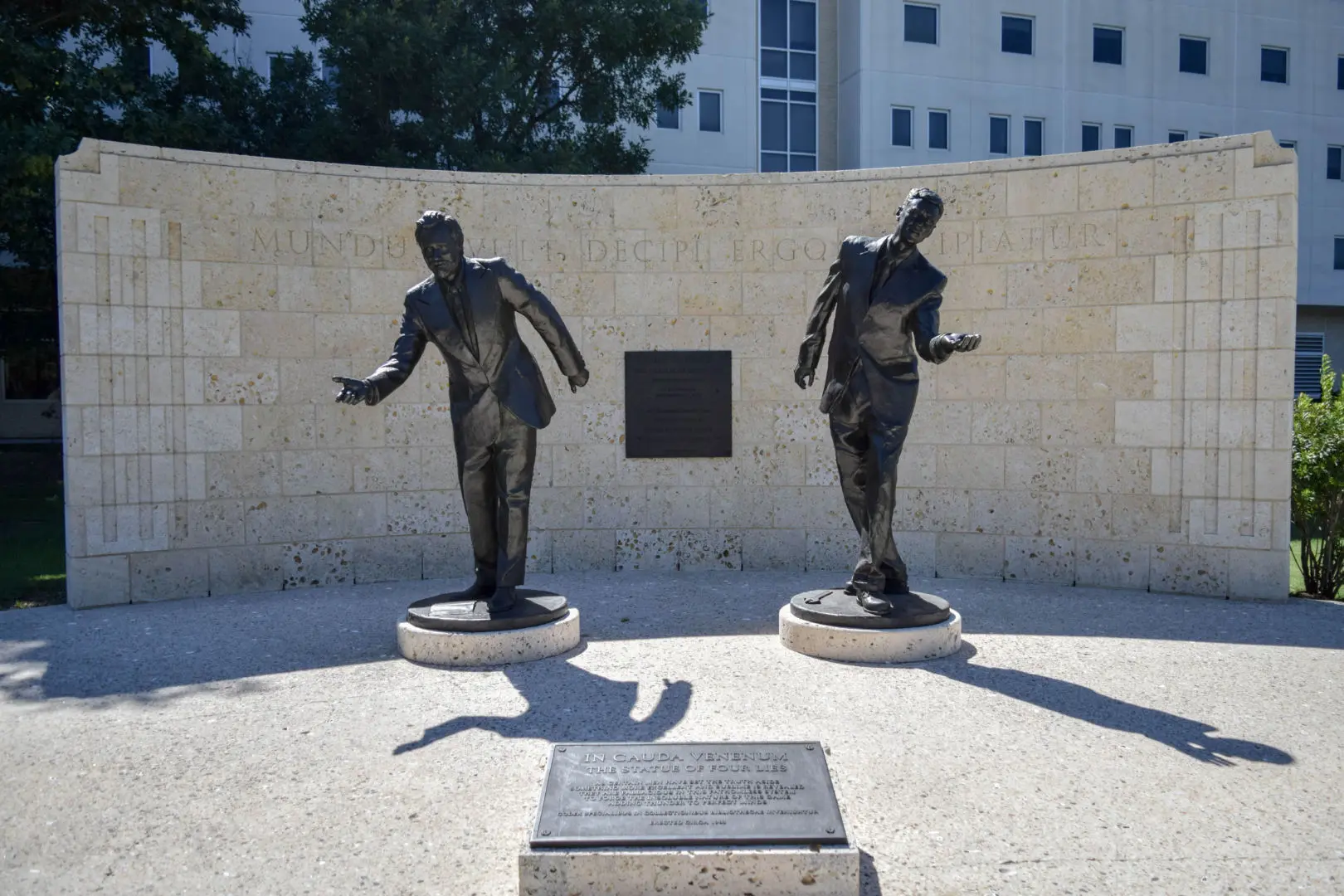 The Art Guys’ “Statue of Four Lies,” was installed at the creators' alma mater in 2010. (Courtesy The Art Guys, collection Public Art University of Houston System)