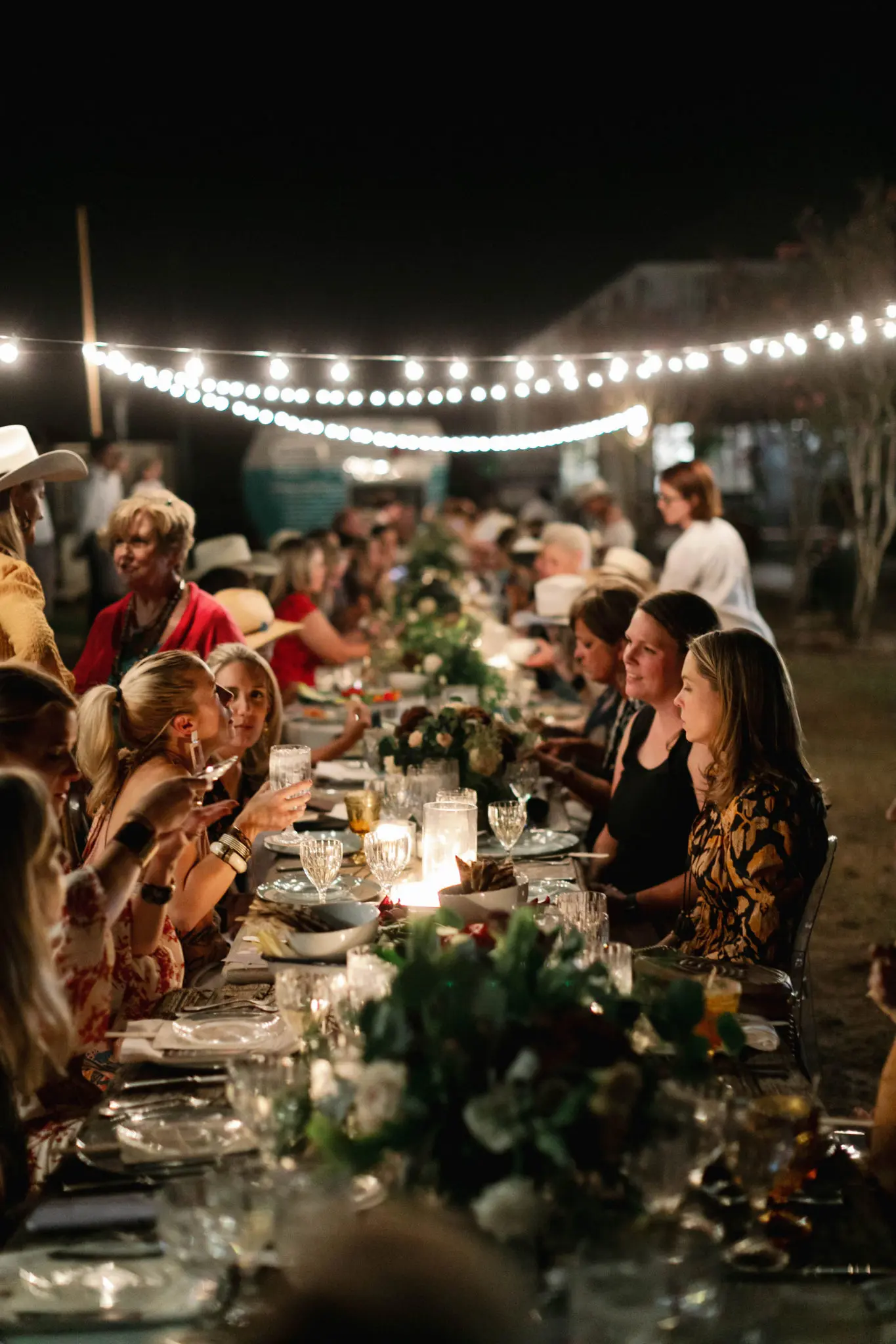 Dining under the stars at the Farm Girls Supper Club soirée in Round Top