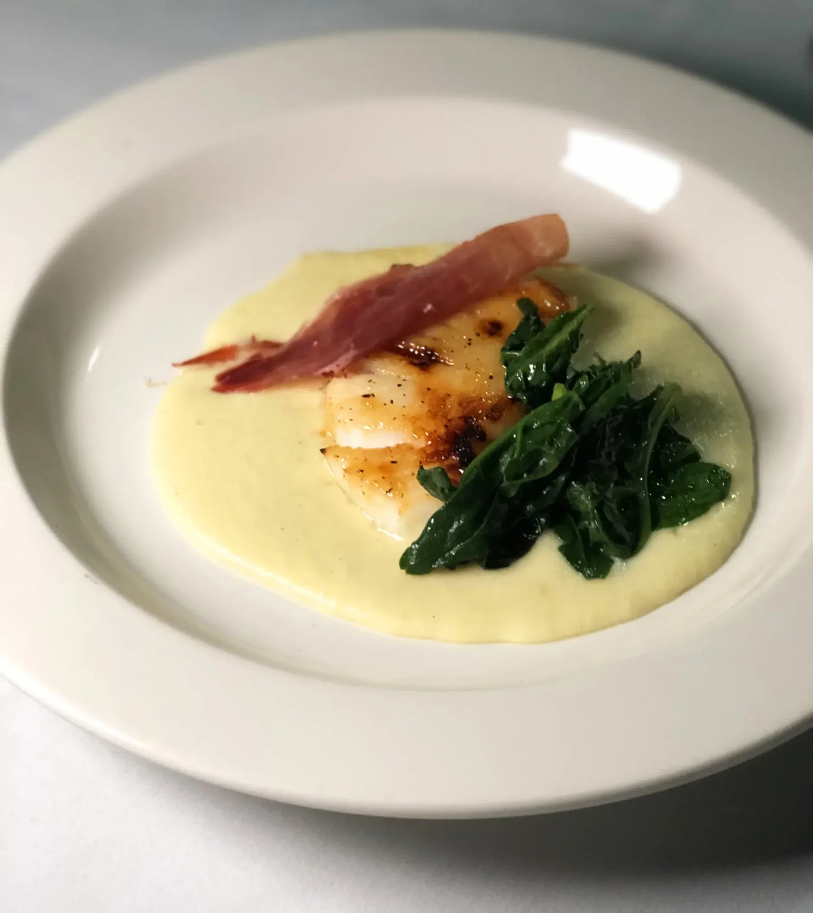Third Course: Shallot Charred Sable Fish with Leek Jamon and Gold Potato Puree (Photo by Shannon Smith)