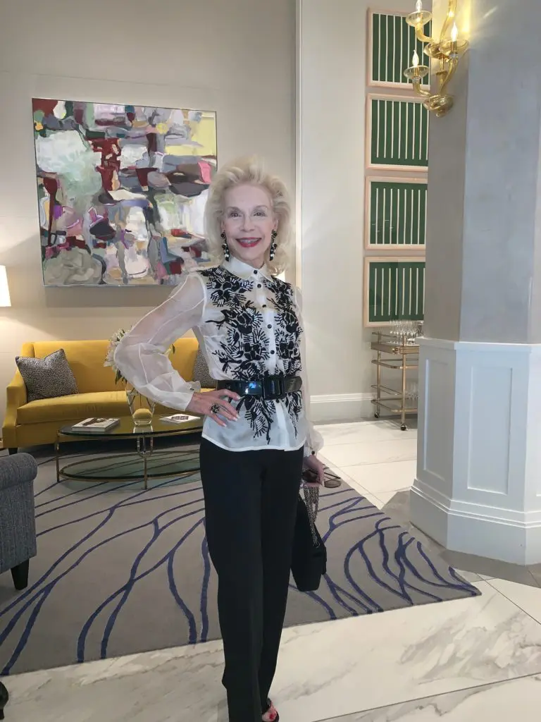 Lynn Wyatt recharges at The Lancaster following the 2019 renaming ceremony at Jones Plaza. (Courtesy photo)