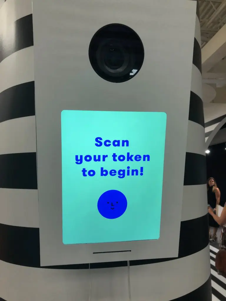 When you check in to Color Factory Houston, you get a plastic token that can be scanned at a photo station in just about every room, allowing for photos to be shot from the ceiling and other advantageous spots and then emailed to an address you provide. (Photo by Clifford Pugh)