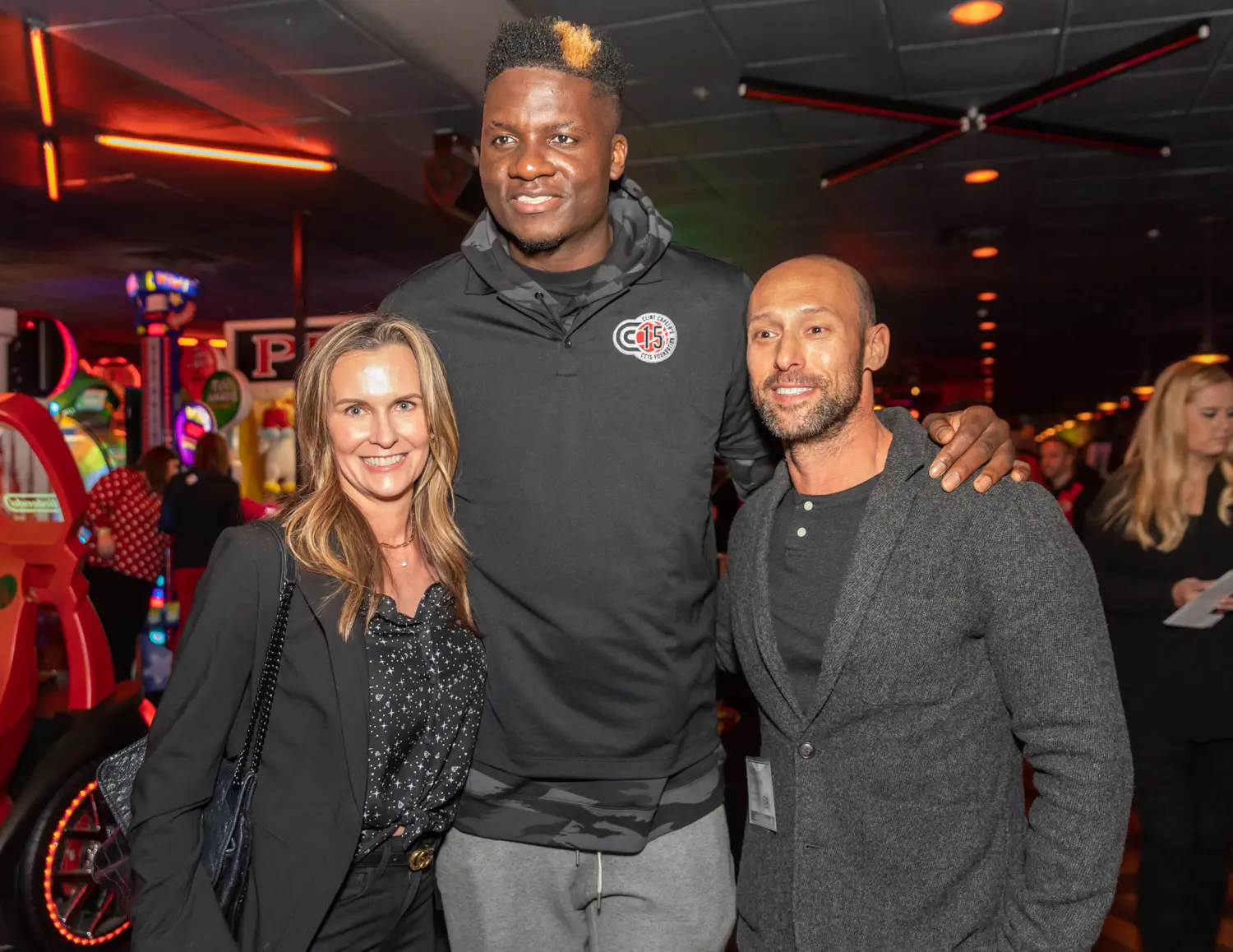 Kate Scheinman, Clint Capela, Greg Scheinman (Photo by Lee Beckman)