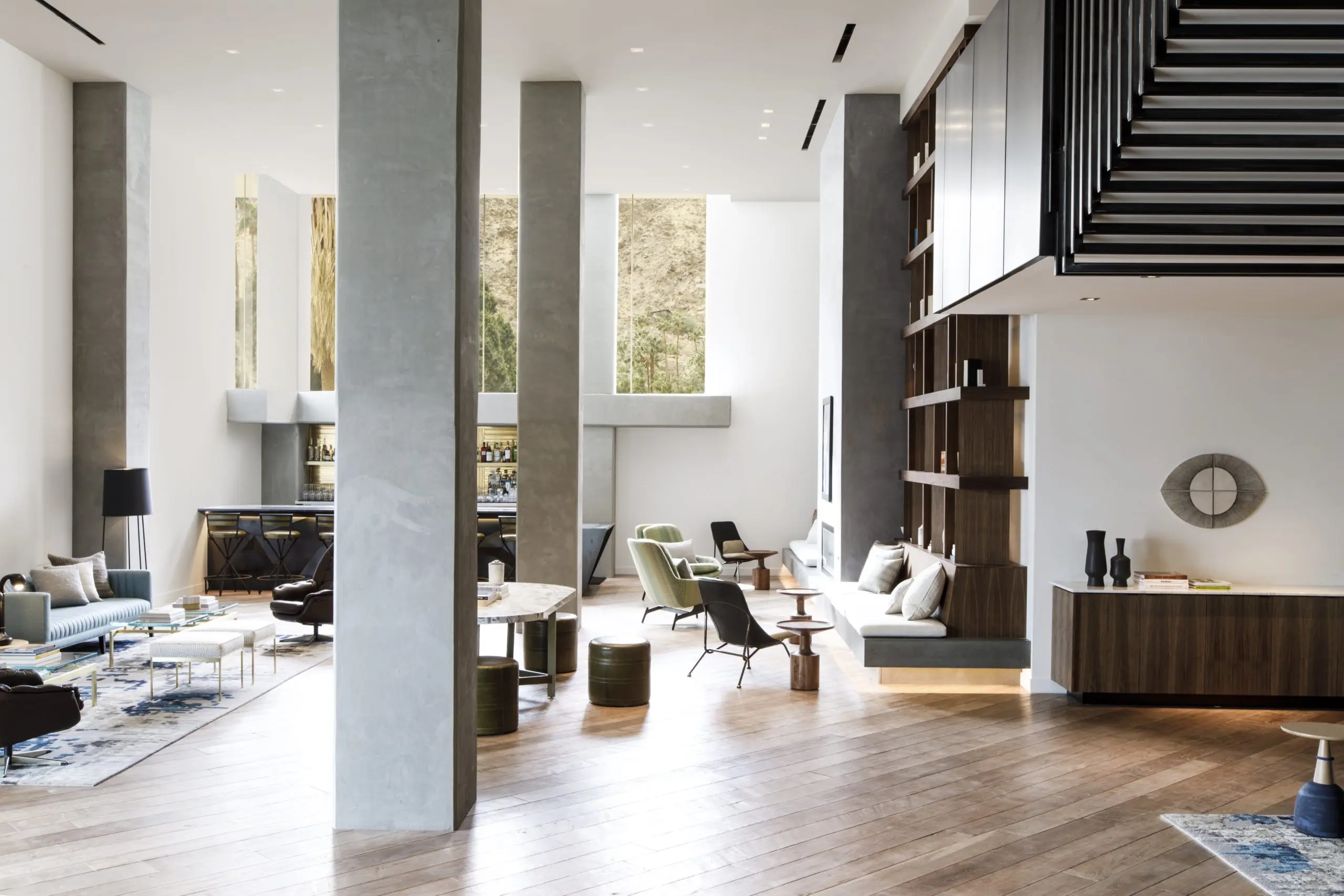 The lobby of The Rowan includes the Window Bar and Library. Photo by Laure Joliet